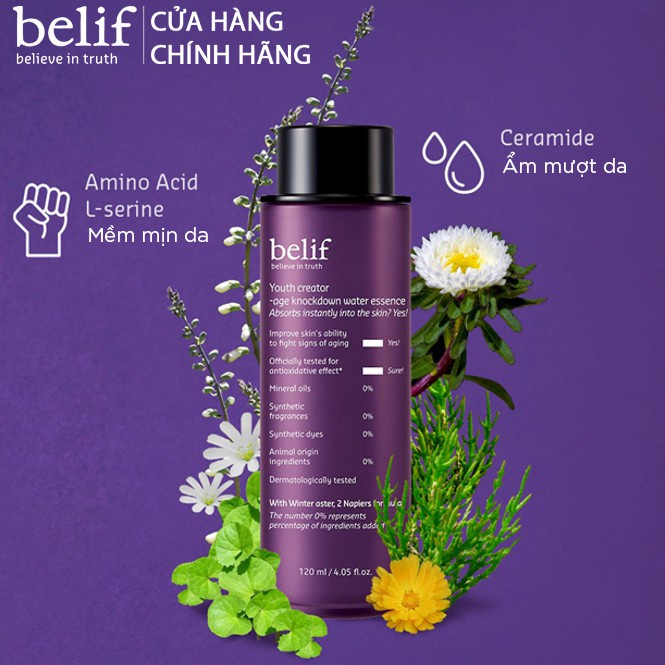 Nước dưỡng chống lão hóa củng cố độ đàn hồi belif Age Knockdown Water Essence 120ml
