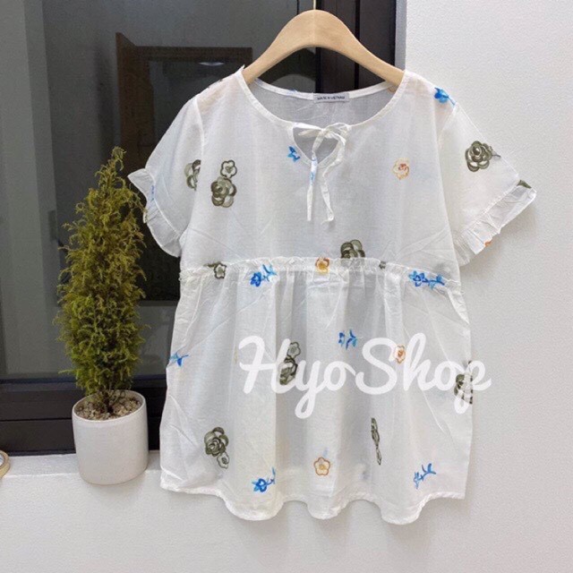 Áo Bầu Thêu Họa Tiết Hoa To Trẻ Trung Hàng Chuẩn đẹp