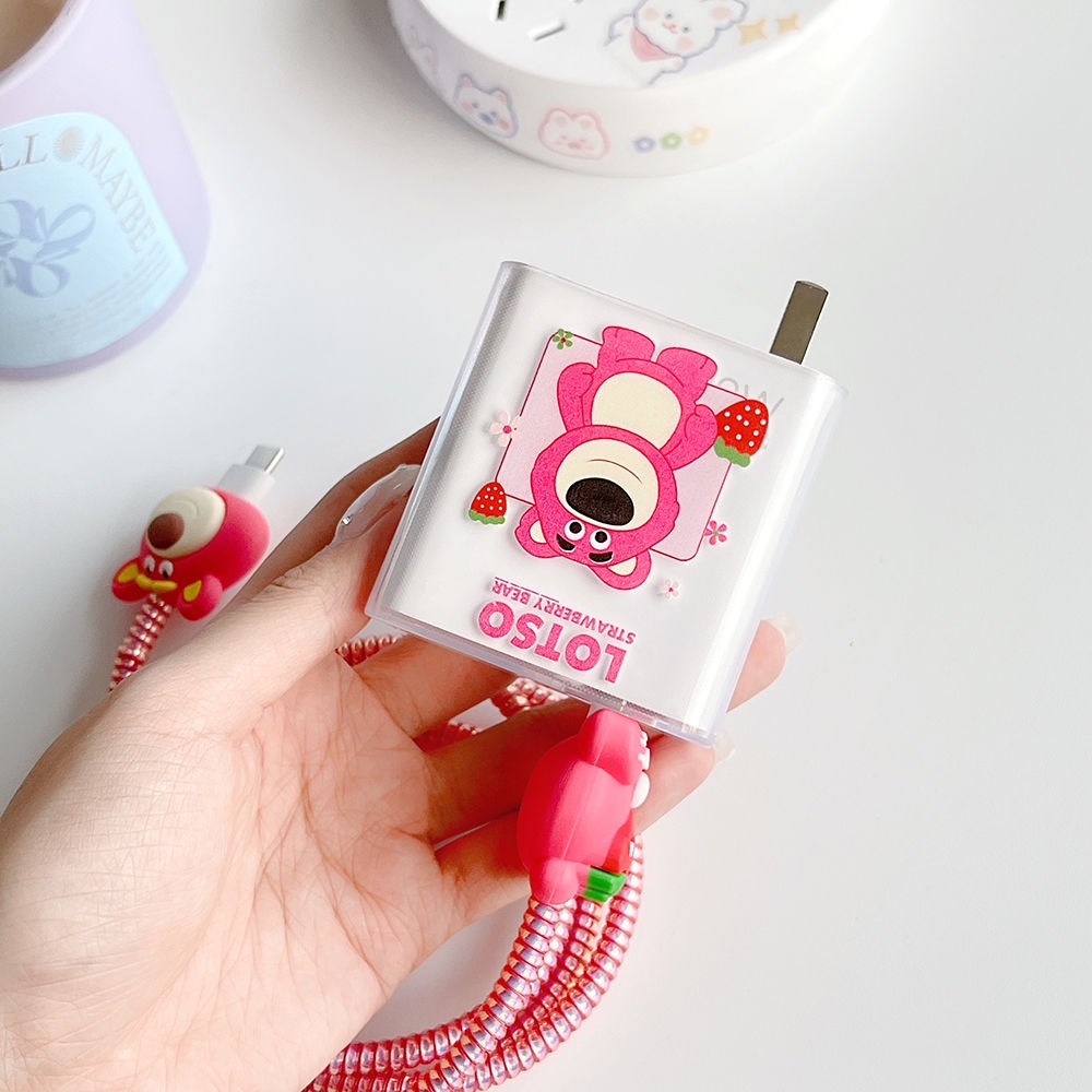 Phụ Kiện Bảo Vệ Dây Cáp Sạc Cổng USB Xiaomi 67W Hình Chú Gấu / Dâu Hoạt Hình Dễ Thương