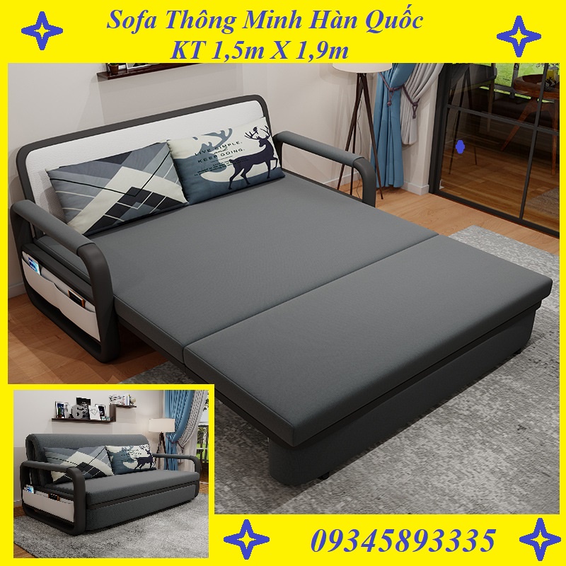 Giường sofa, Sofa Đa Năng Gấp Gọn Thành Ghế Khung Sắt Sơn tĩnh Điện KT 1,58m x 1.9m