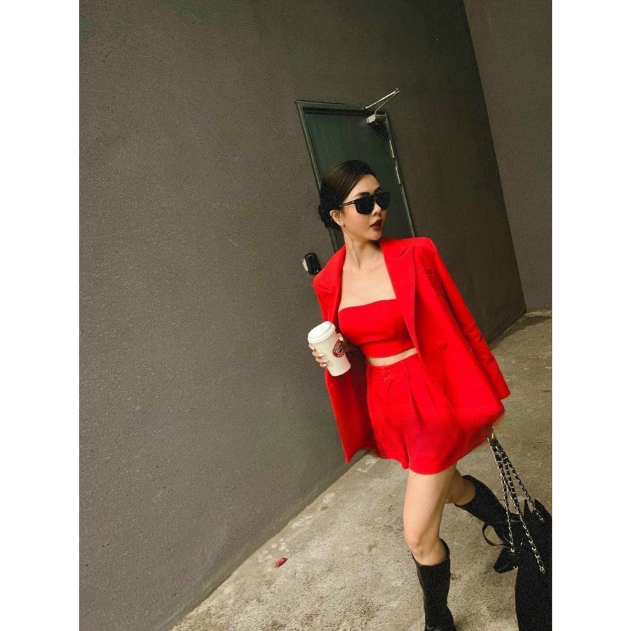 Sét vét 3 món sang chảnh áo khoác áo bra kèm quần đùi trẻ trung