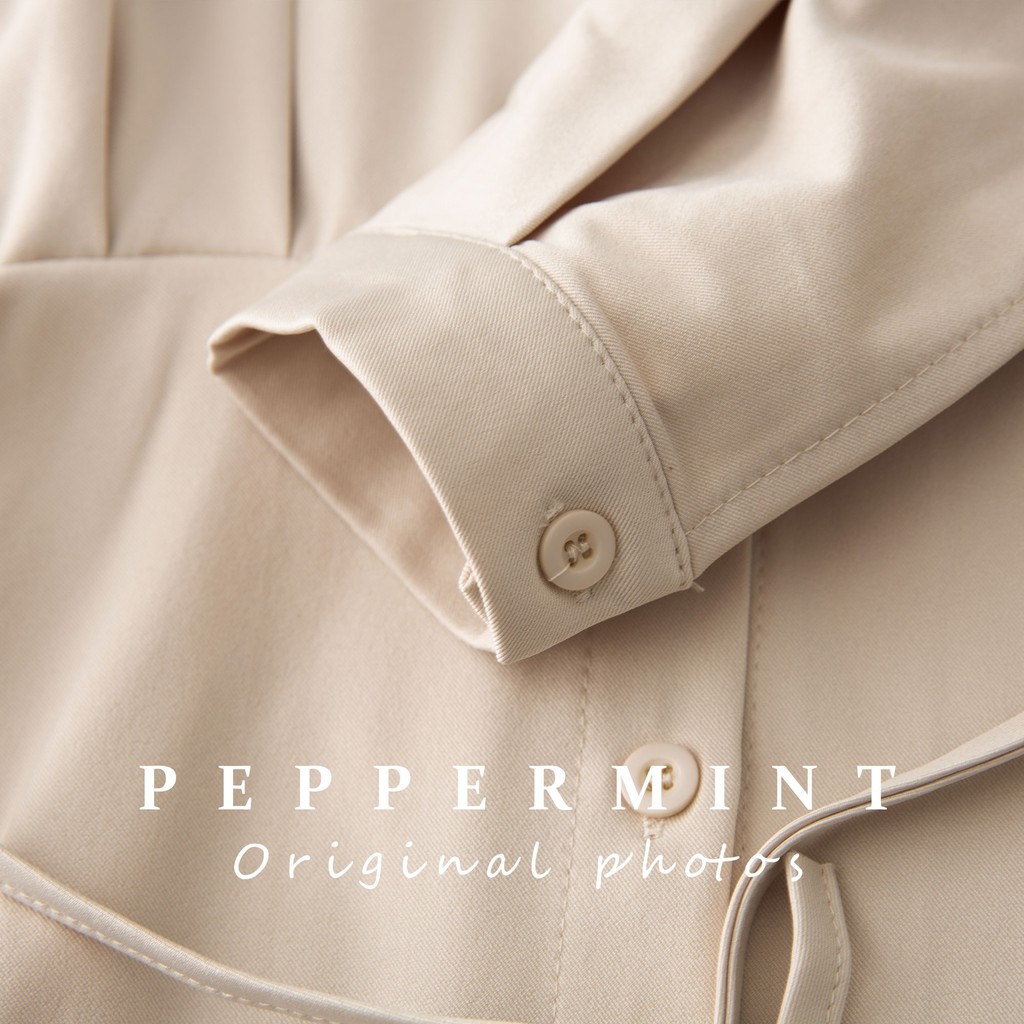 Đầm midi nữ Peppermint 39961 màu trơn tay phồng thanh lịch đáng yêu