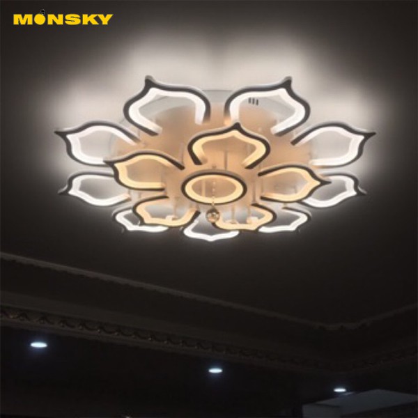 Đèn trần MONSKY LED trang trí tiết kiệm năng lượng hình bông hoa đẹp mắt 3 chế độ sáng - có điều khiển từ xa tiện dụng