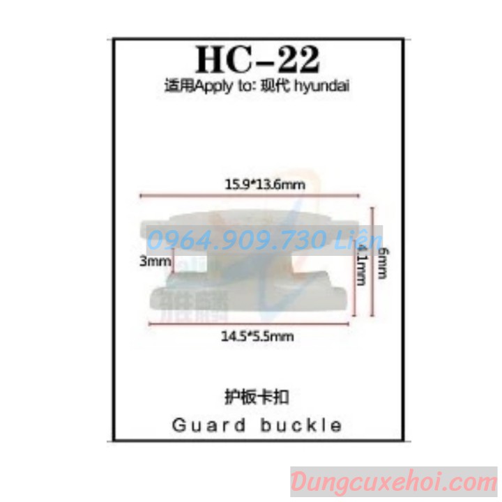 Bộ 20 đinh tán, chốt vít nở vit Nhựa Loại 1 cho xe hơi ô tô hyundai Nhựa Nylon Polyme AHC22