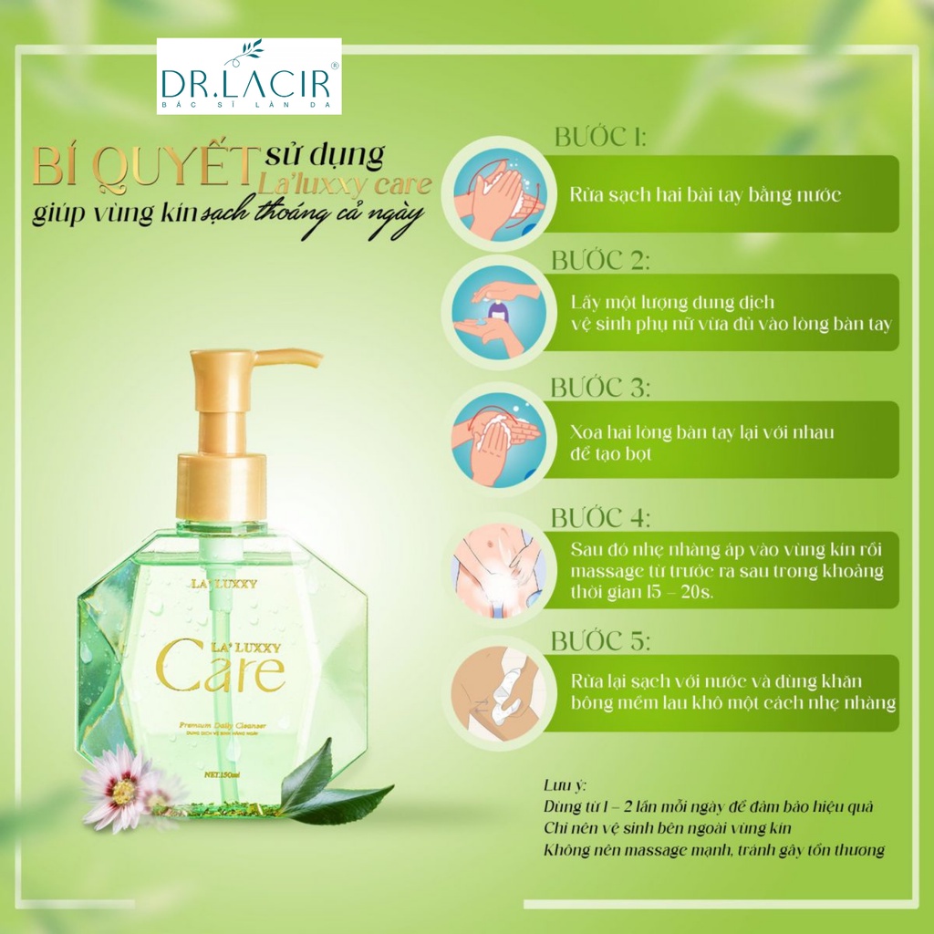 Dung dịch vệ sinh La'Luxxy Care giúp ngừa nấm ngứa,duy trì độ ẩm La'Luxxy Care DR.LACIR Chai 150ml LM41