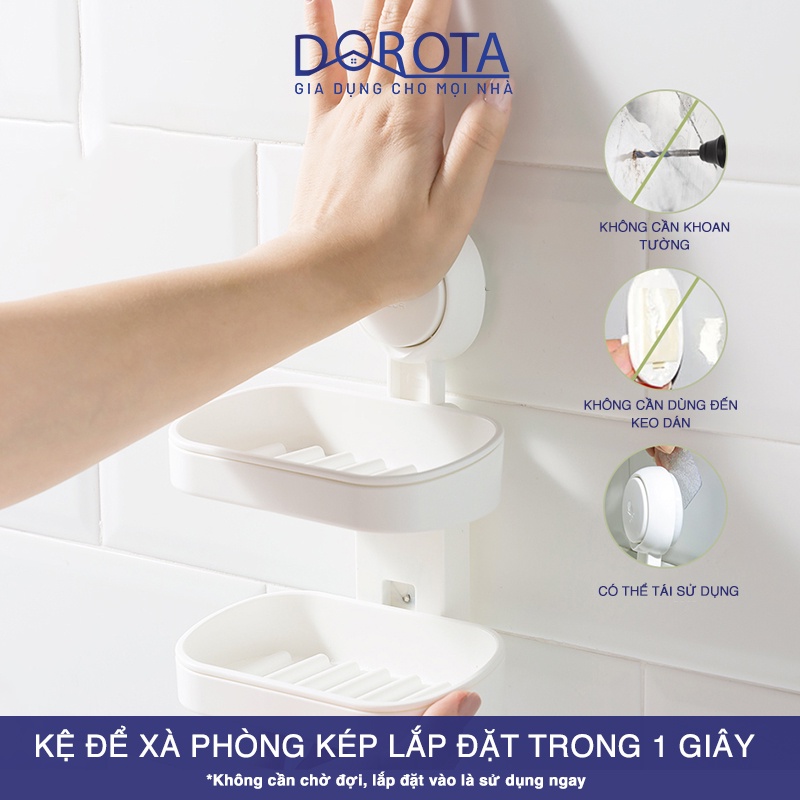 Kệ để xà phòng 2 tầng cao cấp DOROTA đa tính năng công nghệ hút chân không giá đỡ chống nước AW596