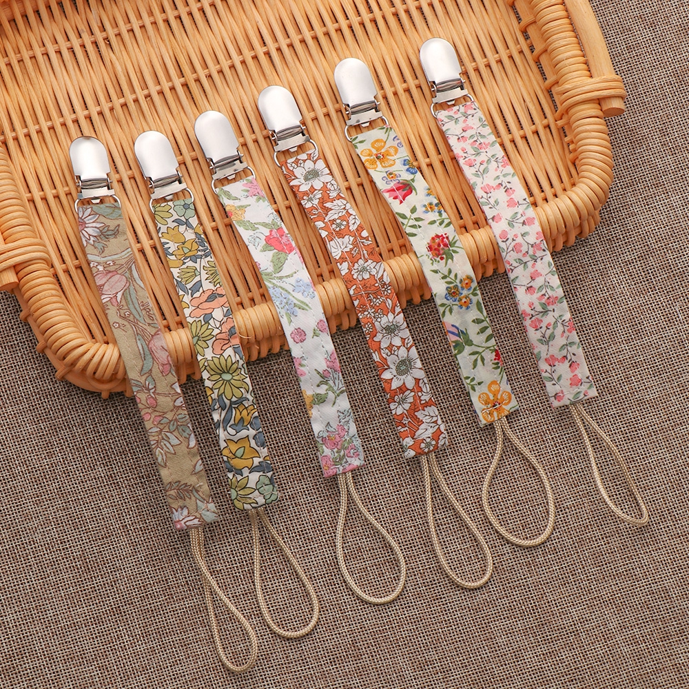 LAYOR Printing New Infant Feeding Linen Cotton Anti-fall Pacifier Clip