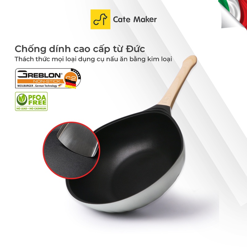 Chảo chống dính đáy từ có nắp size 30cm Cate-Maker VENUS SERIES GYL-WNS30CB