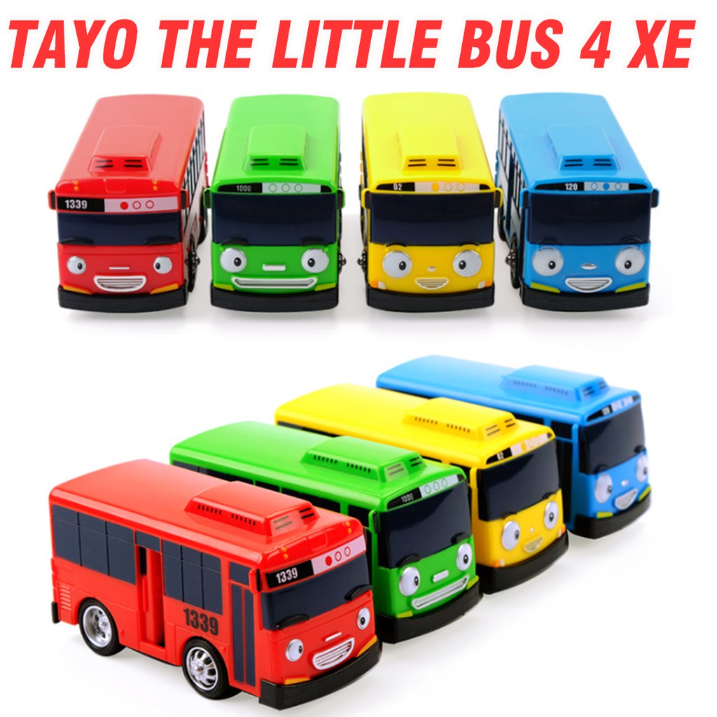 Ô tô buýt Tayo bus bộ gồm 4 chiếc xe bus chạy cót đồ chơi trẻ em