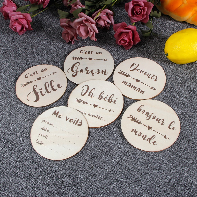 Set 6 Tấm Thẻ Đánh Dấu Cột Mốc Phát Triển Theo Tháng Làm Phụ Kiện Chụp Ảnh Cho Bé Sơ Sinh