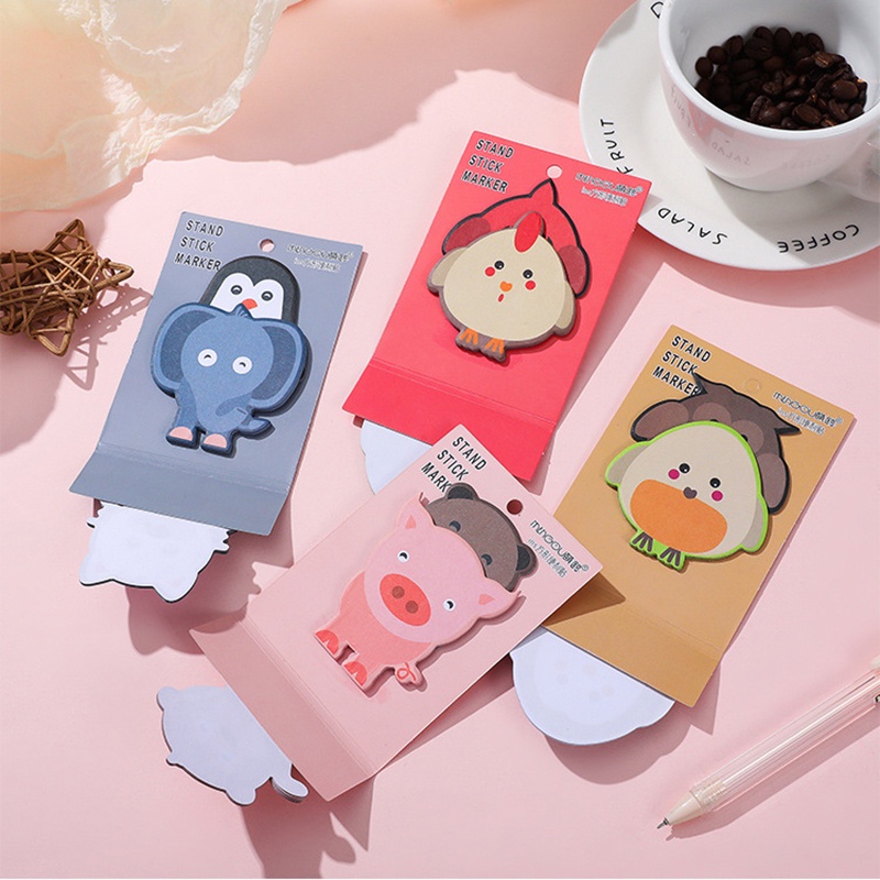 1 Giấy Ghi Chú Dán Ghi Chú Hình Động Vật Ba Lớp Cỡ Nhỏ Dễ Thương Có Thể Dán