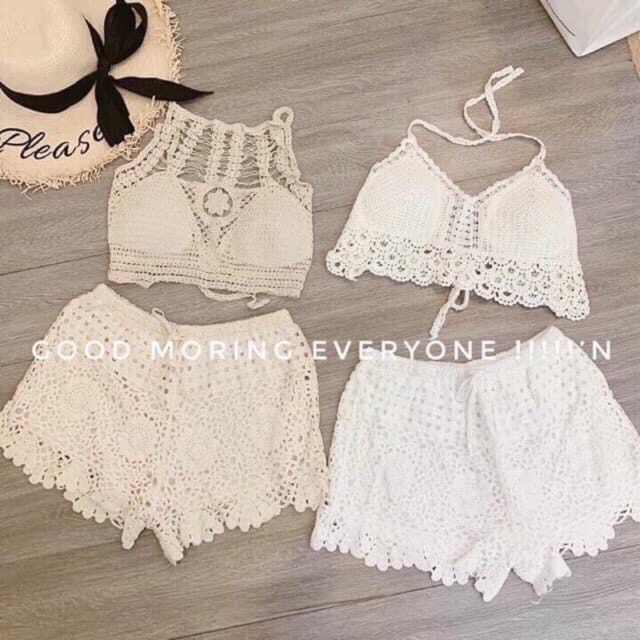 Sét bikini len gồm áo và quần inbox mẫu