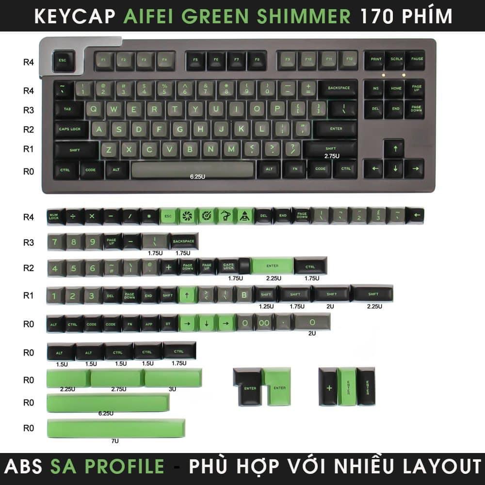 Keycap Cho Bàn Phím Cơ Aifei Shimmer SA Profile ABS 170 Phím 88PC