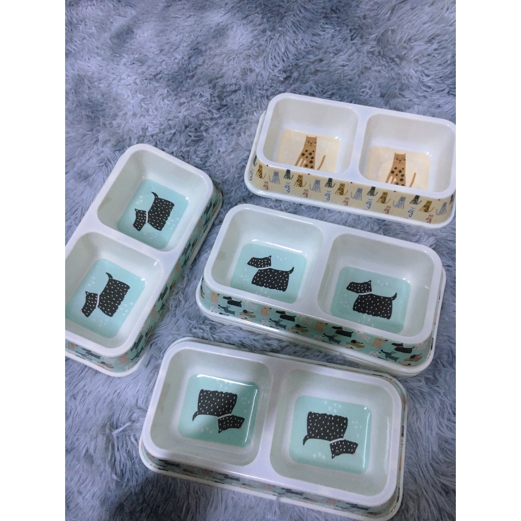 CHÉN ĂN ĐÔI VUÔNG CHO CHÓ MÈO (giao màu ngẫu nhiên)