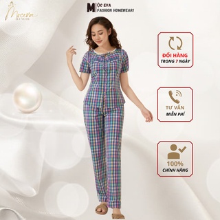 Bộ mặc nhà nữ chất thô Kate Hàn,áo ngắn tay quần dài mùa hè dòng cao cấp thô Kate Hàn Mộc Eva T112210