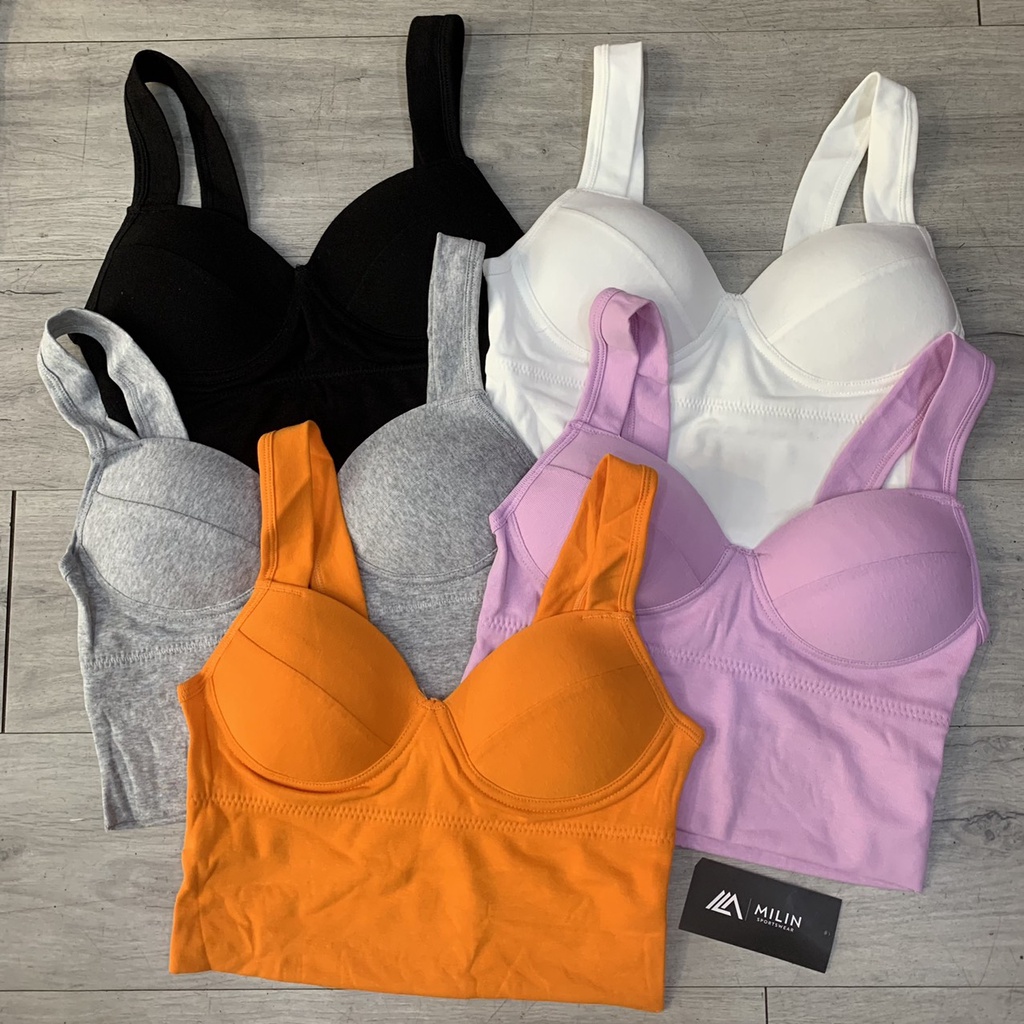 Áo Croptop Tập Gym Yoga Nữ Mút Đúc Vải Cotton