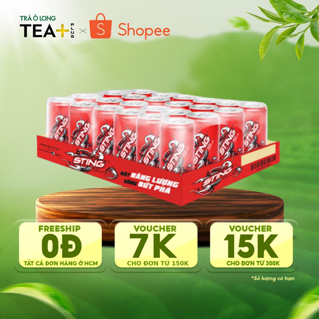 Thùng 24 Lon Nước Tăng Lực Sting Dâu (320ml/lon)