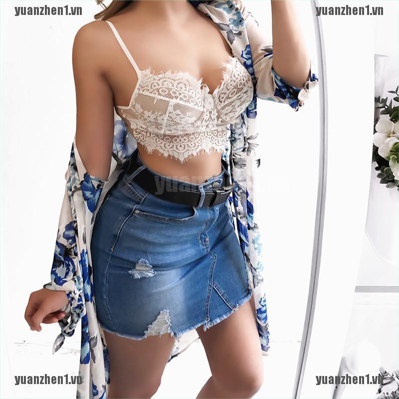 [YUANZHEN1] Áo Ngực Crop Top Hai Dây Phối Ren Có Đệm Ngực Gợi Cảm Mùa Hè Cho Nữ