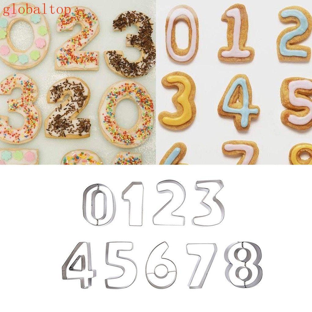 Set 9 Khuôn Cắt Bánh Quy Hình Chữ Số Bằng Thép Không Gỉ