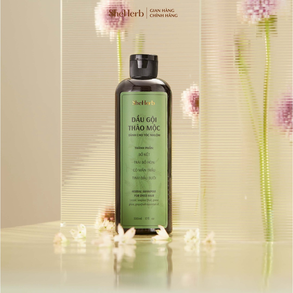 Dầu Gội Tóc Nhuộm Ngăn Ngừa Rụng Tóc Thảo Mộc SheHerb - Giữ Màu, Phục Hồi Nang Tóc 500ml