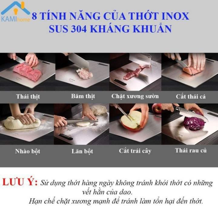 Thớt inox 304 bề mặt lì không xước tiệt trùng chống han gỉ mã 20062