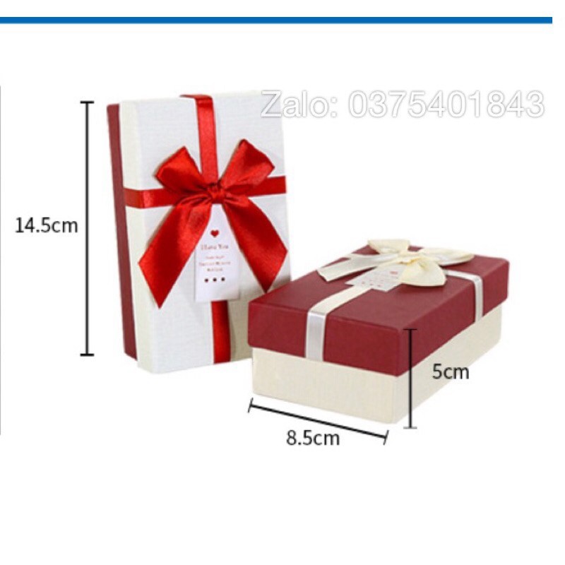 (Kích thước 14,5x8,5x5cm) - Hộp đựng quà tặng gắn nơ và tag chúc mừng, đựng son môi, nước hoa, sô cô la, trang sức [Q418 | BigBuy360 - bigbuy360.vn