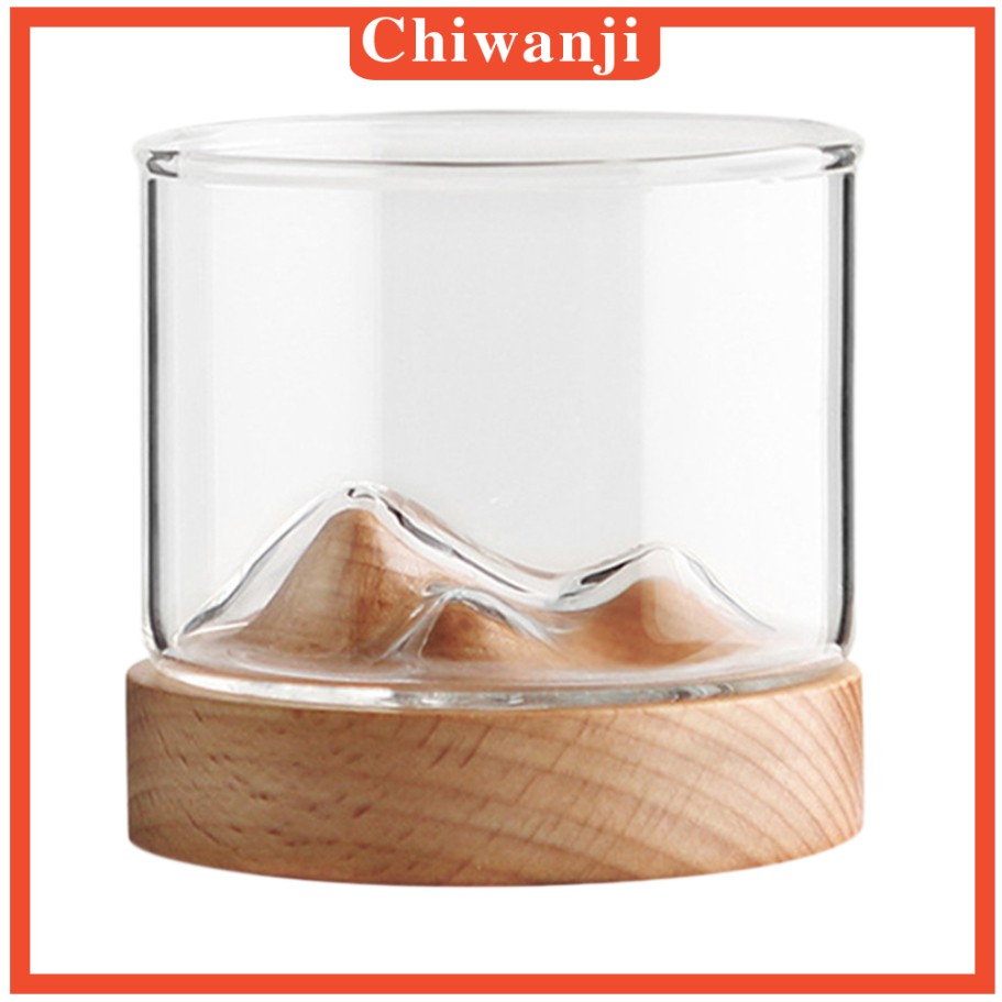 Ly Thủy Tinh Uống Trà / Cà Phê 120ml Hình Ngọn Núi Độc Đáo Kèm Đế Gỗ