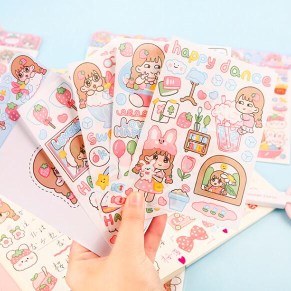 Bộ Sticker 4 Tấm Bé Đậu Ngọt Trang Trí Vật Dụng Cá Nhân Full 6 Mẫu Sinh Hoạt