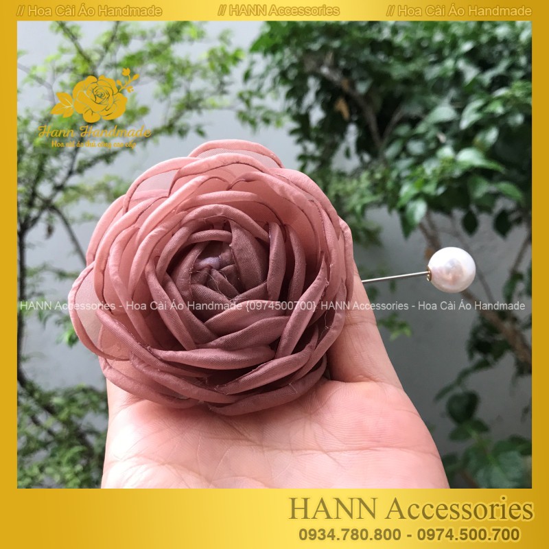 Hoa Cài Áo - Tag Hoa Lớn Cài Áo, Kiểu Cài Áo Hoa Có Ghim, Có Trâm Cài Áo Váy , Hoa Cài Áo Dài - Cài Áo Hoa Handmade