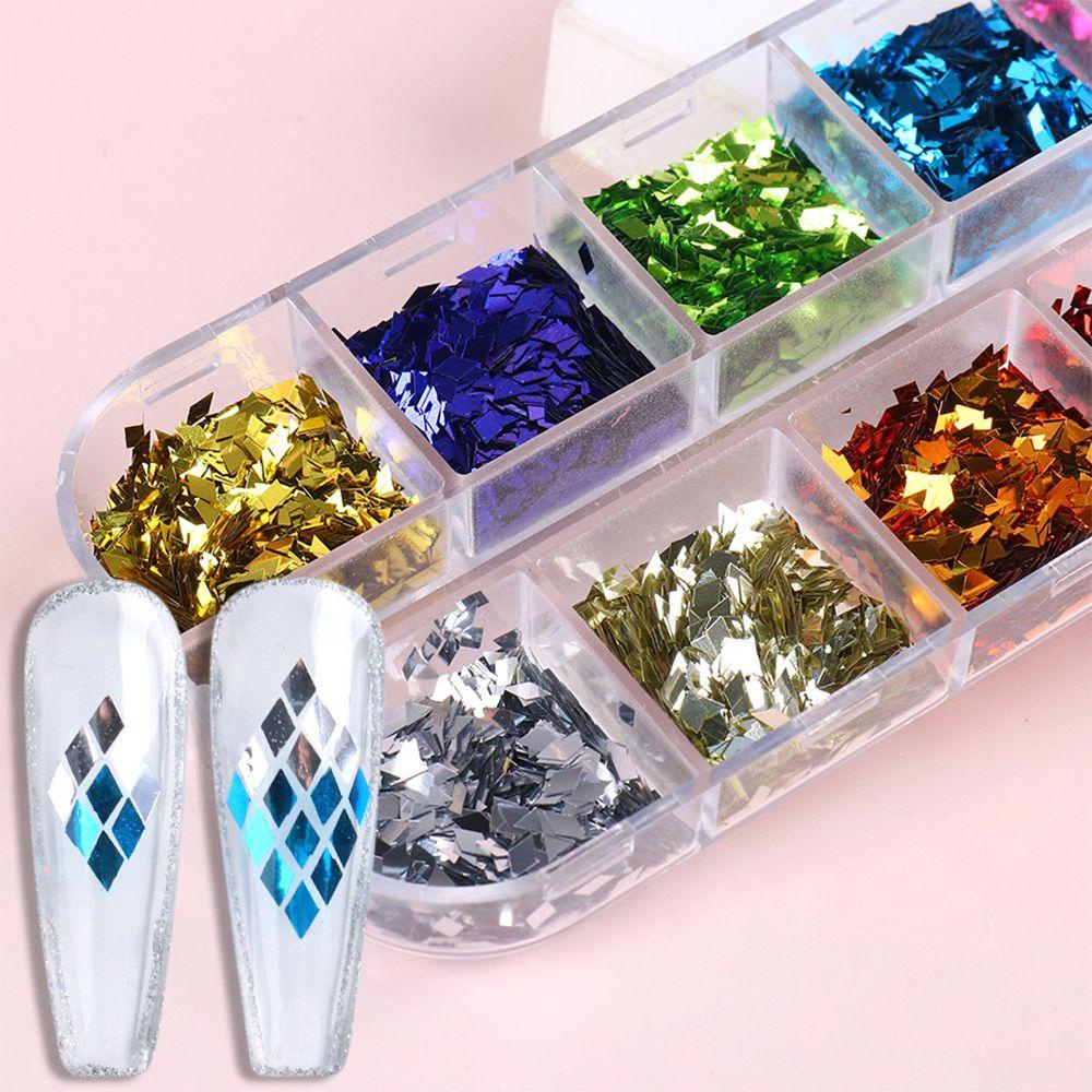 Hộp 12 Ngăn Đựng Hạt Kim Sa Lấp Lánh Tự Trang Trí Móng Tay