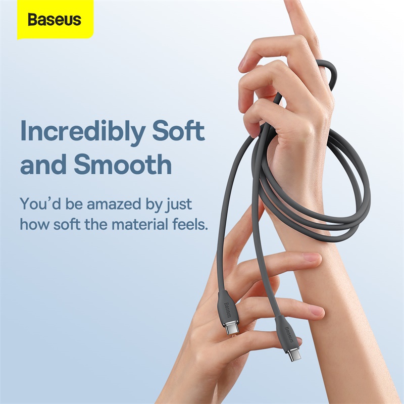 Cáp USB C Baseus PD 100W bằng Silica Gel dẻo cho Samsung S20 MacBook iPad Pro iPhone 15