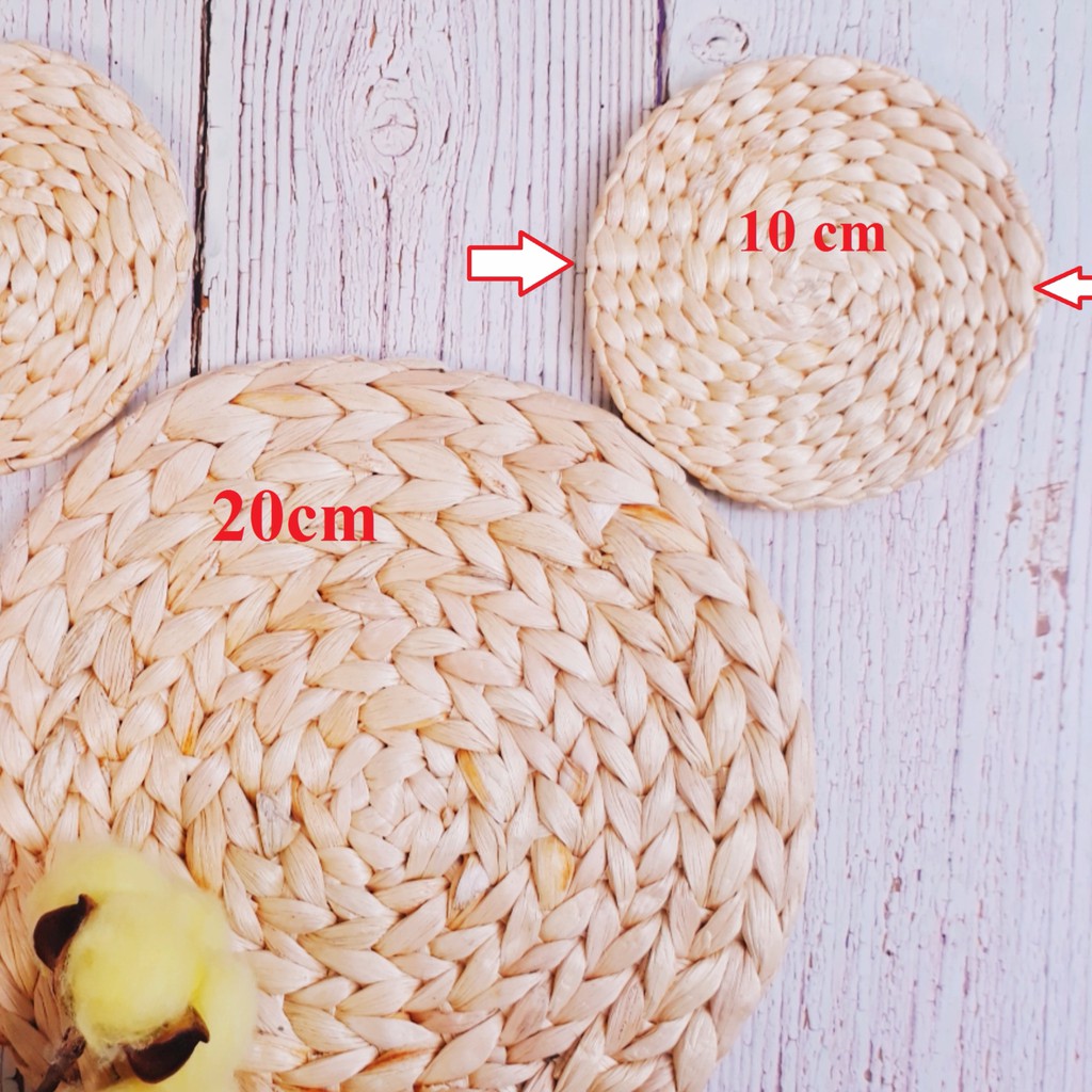 (10cm DÀY_CHẮC) Thảm lục bình, thảm cói decor. đế lót ly cách nhiệt. phụ kiện trang trí chụp ảnh sản phẩm từ thiên nhiên