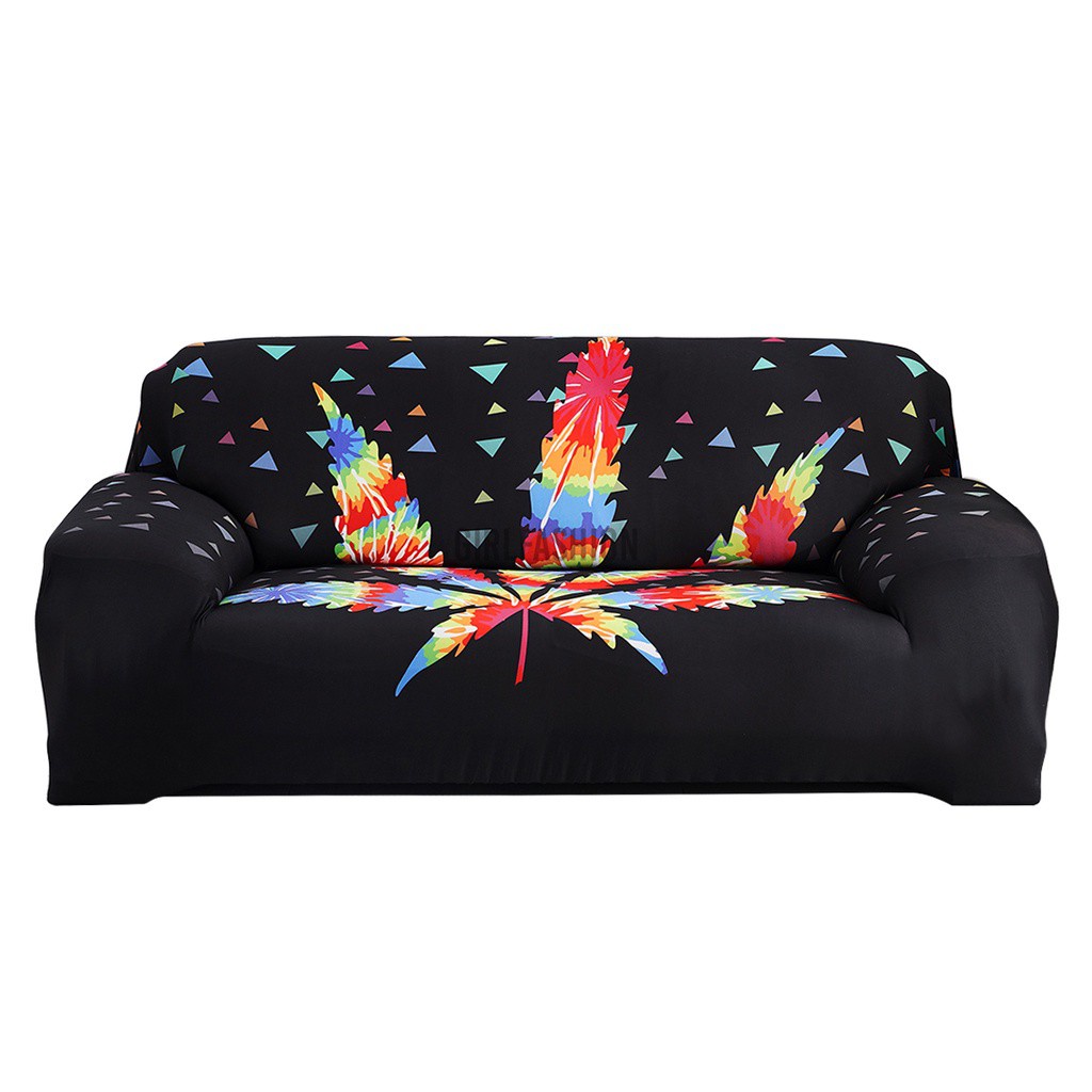 1/2/3/4 Seats Elastic Stretch Sofa Armchair Colorful Leaf Print Cover Leaves Pattern