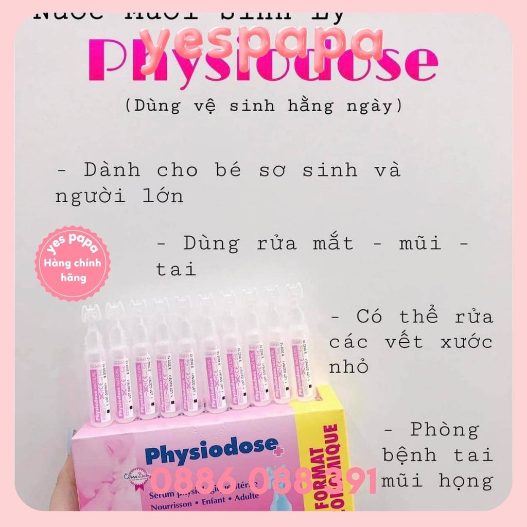 Nước muối sinh lý Pháp hồng 40 ống Physiodose mẫu mới