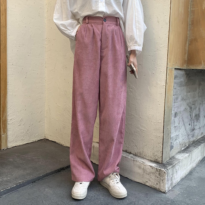 Quần ống rộng Màu Đen Phong Cách Hàn Quốc Cho Nữ