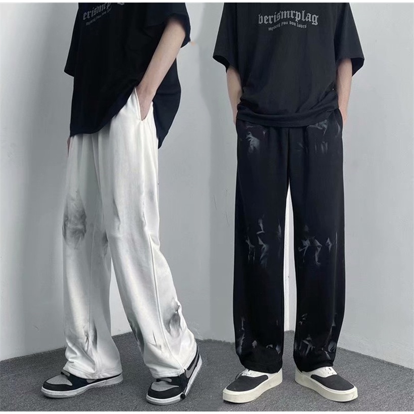 Quần ống rộng kiểu dáng nhuộm màu loang phong cách Hip Hop thời trang sành điệu cho nam size S-3XL