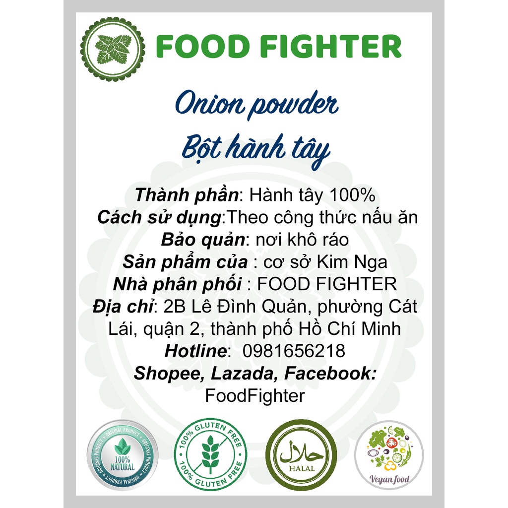 Bột hành tây ướp thịt thơm ngon siêu sạch-  Onion powder - Hũ 120ml