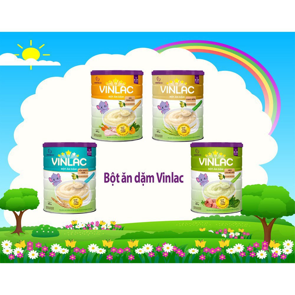 Bột ăn dặm Vinlac Lon 300g đủ các vị