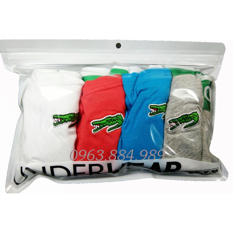 Bộ 4 quần lót boxer CA.01 dạng sịp đùi chất cotton nhiều màu cạp dệt bản rộng đẹp cho anh em