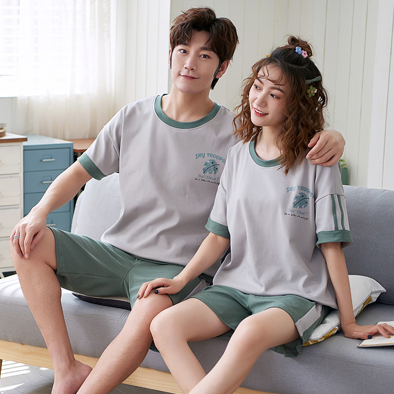Bộ Đồ Ngủ Tay Ngắn In Hoạt Hình Kiểu Hàn Quốc Thời Trang Mùa Hè Cho Các Cặp Đôi