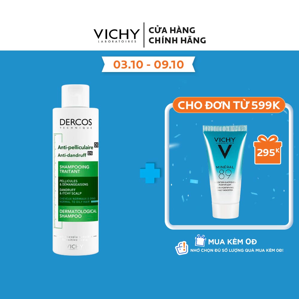 Dầu gội giúp giảm gàu dành cho da đầu dầu & ngứa Vichy Dercos Anti Dandruff Advanced Action Shampoo 200ml