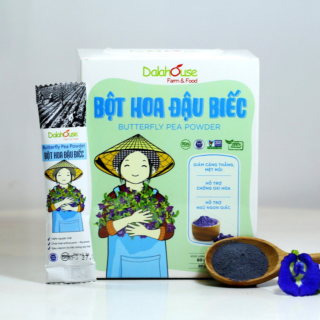 Bột Hoa Đậu Biếc Nguyên Chất Dalahouse 3g - Bột Tạo Màu Tự nhiên