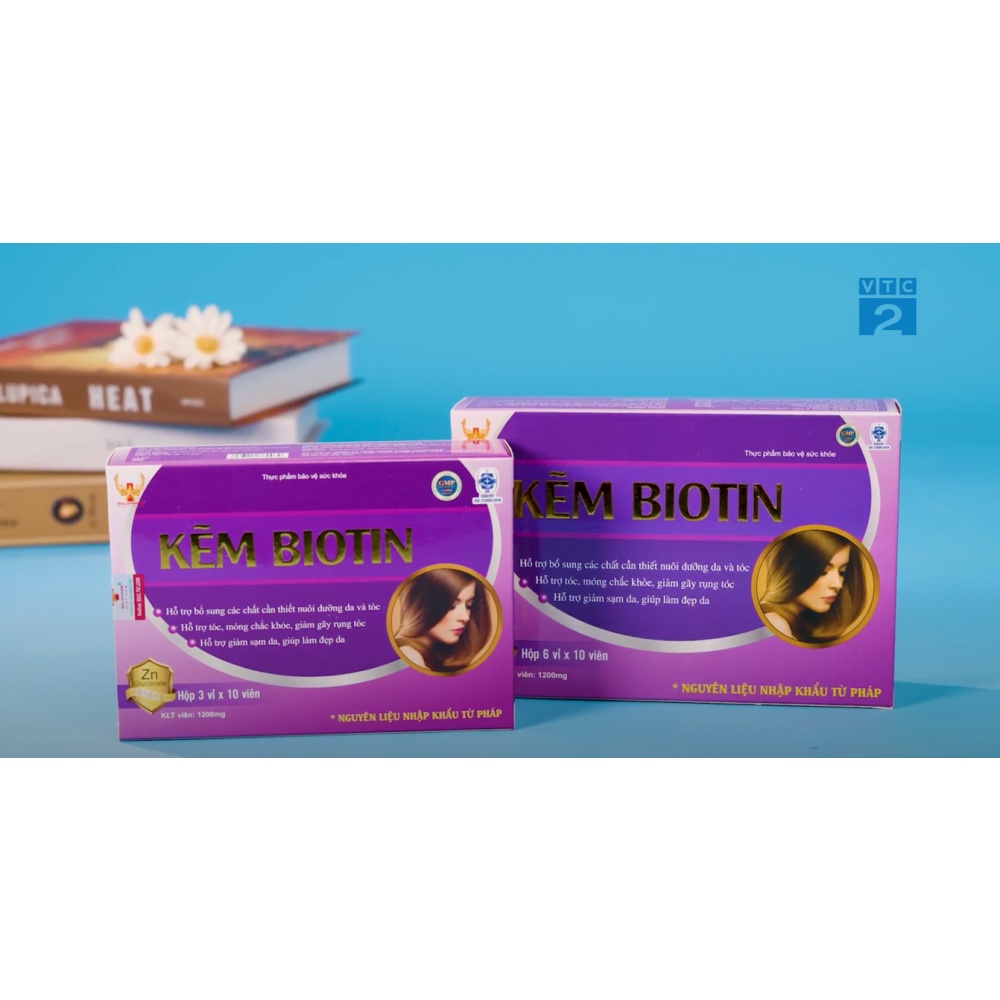 Viên uống mọc tóc Kẽm Biotin giúp mọc tóc nhanh, kích thích mọc tóc, giảm gãy rụng tóc làm tóc chắc khỏe mềm mượt