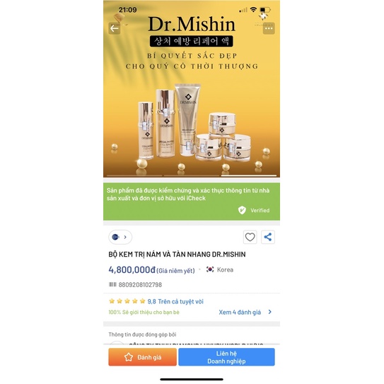 Bộ cao cấp Dr Mishin Hàn Quốc 6 sản phẩm