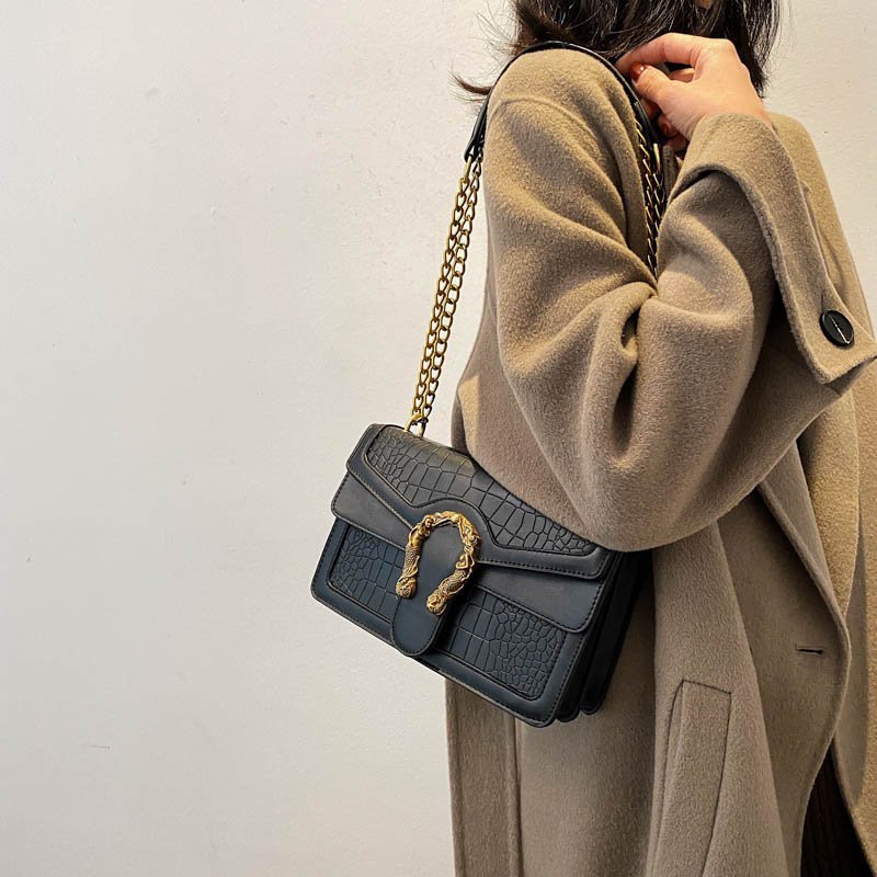 IELGY Túi Đeo Vai Họa Tiết Da Cá Sấu Phong Cách Retro Thời Trang Cho Nữ