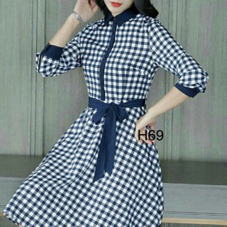 Đầm caro công sở