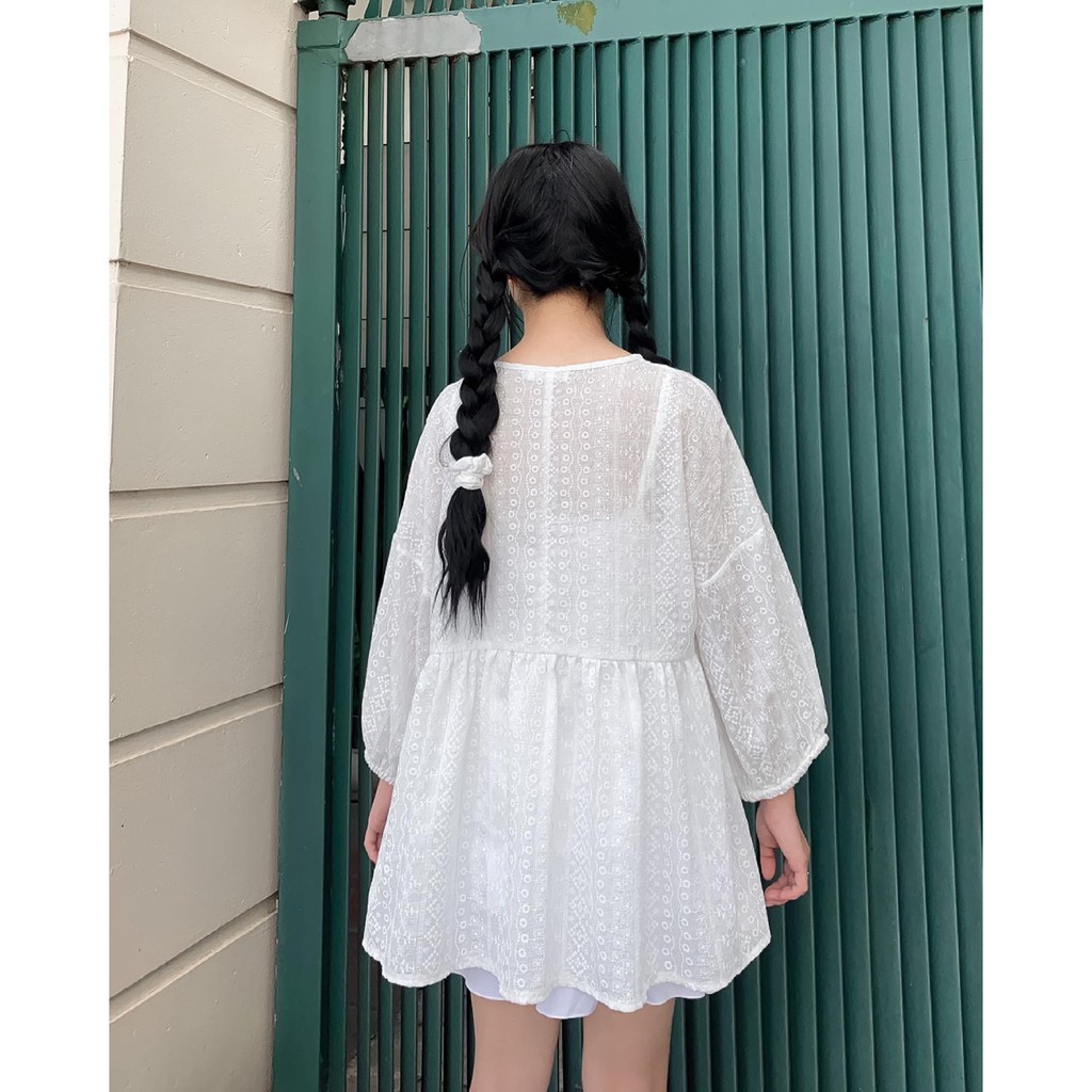 Áo babydoll trắng hoa cúc ngọc madebymint