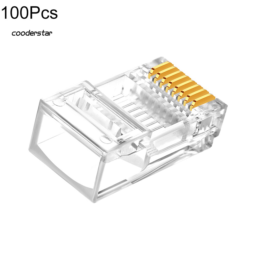 100 Đầu Nối Dây Cáp Mạ Vàng 8 Lõi Amp Cat6 Rj45