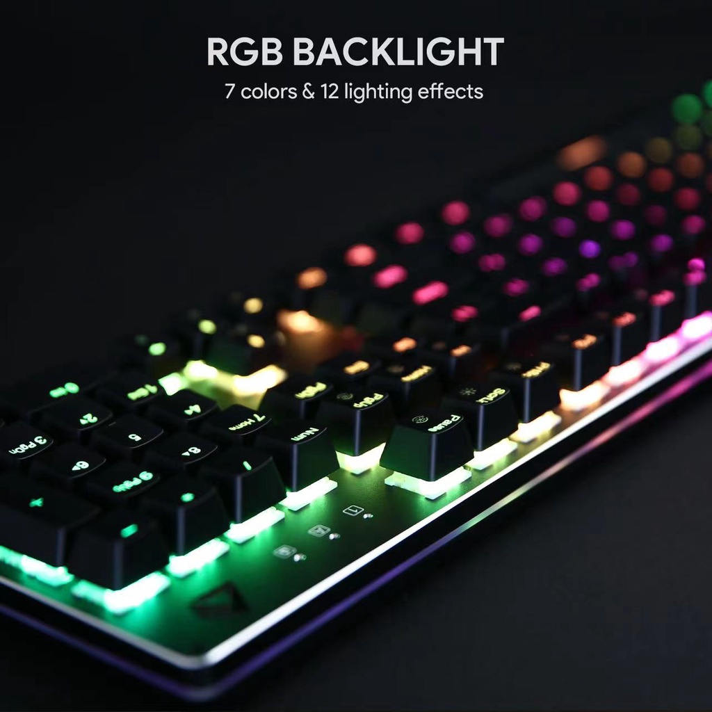 AUKEY KM-G12 Wired keyboard RGB Red Switch Mechanical Gaming Keyboard 7 colors 12 LED for Computer Laptop