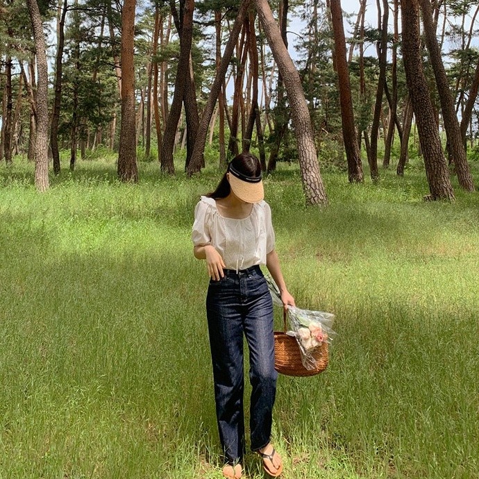 Áo kiểu SUXI tay ngắn cổ tròn dáng rộng phong cách Hàn Quốc thời trang mùa hè ngọt ngào xinh xắn cho nữ